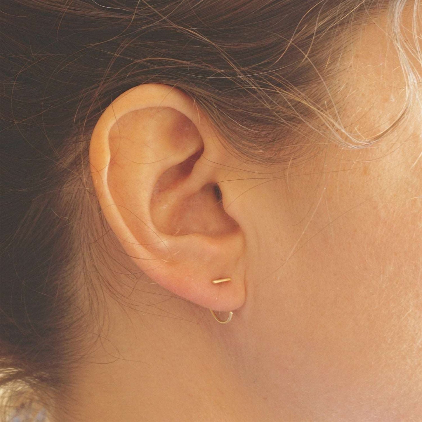 6mm Bar Ear Hugger Earring 042 - Patination Design