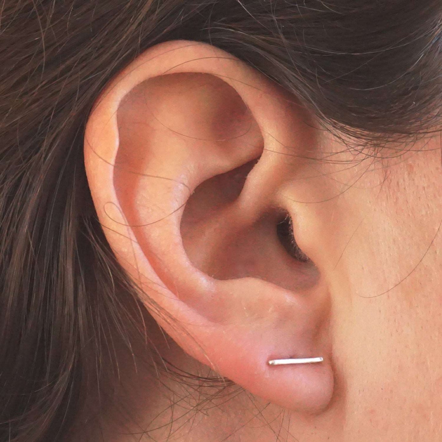 7mm & 11mm Staple Stud Earrings Set 054 - Patination Design