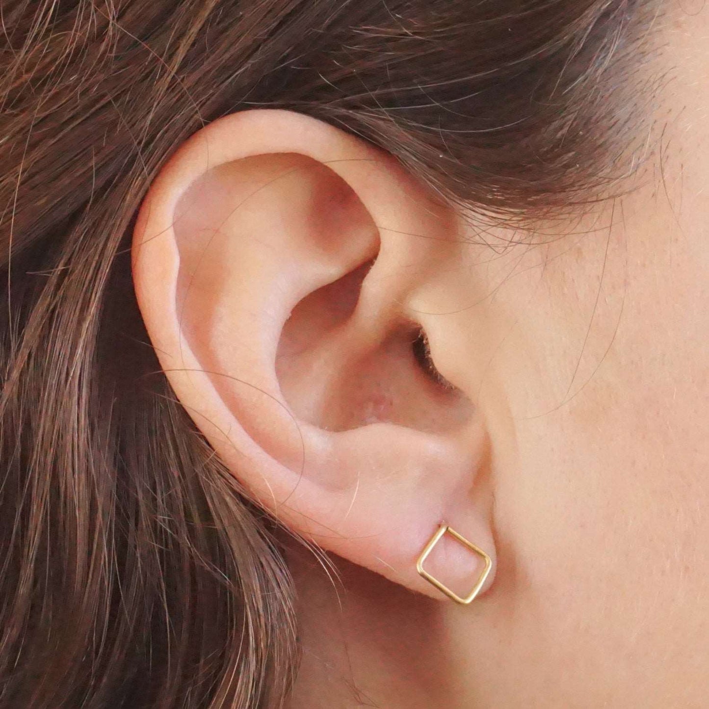 8mm Open Square Stud Earrings 013 - Patination Design