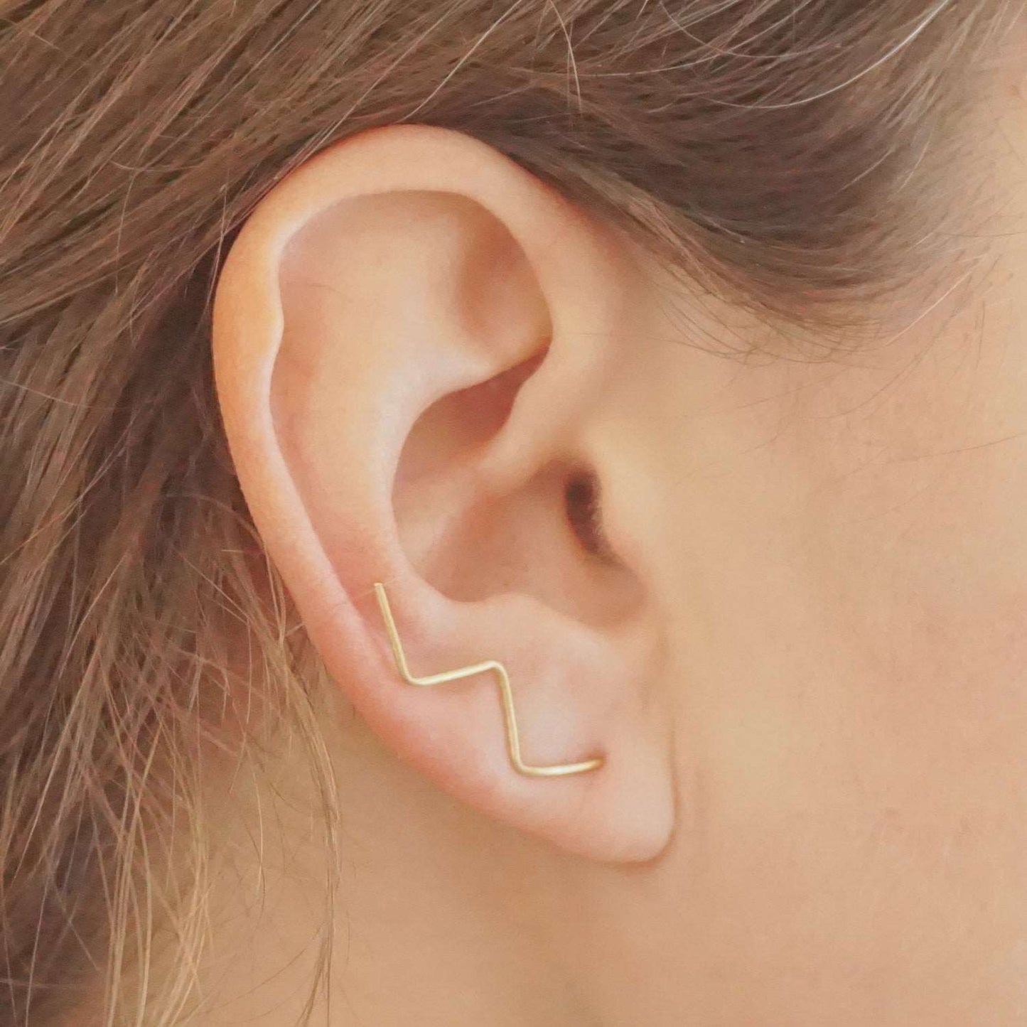 Lightning Ear Climber Earrings 025 - Patination Design