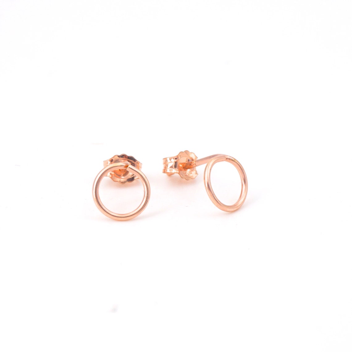 7mm Open Circle Stud Earrings: Sterling Silver & Gold-Filled 010 - Patination Design