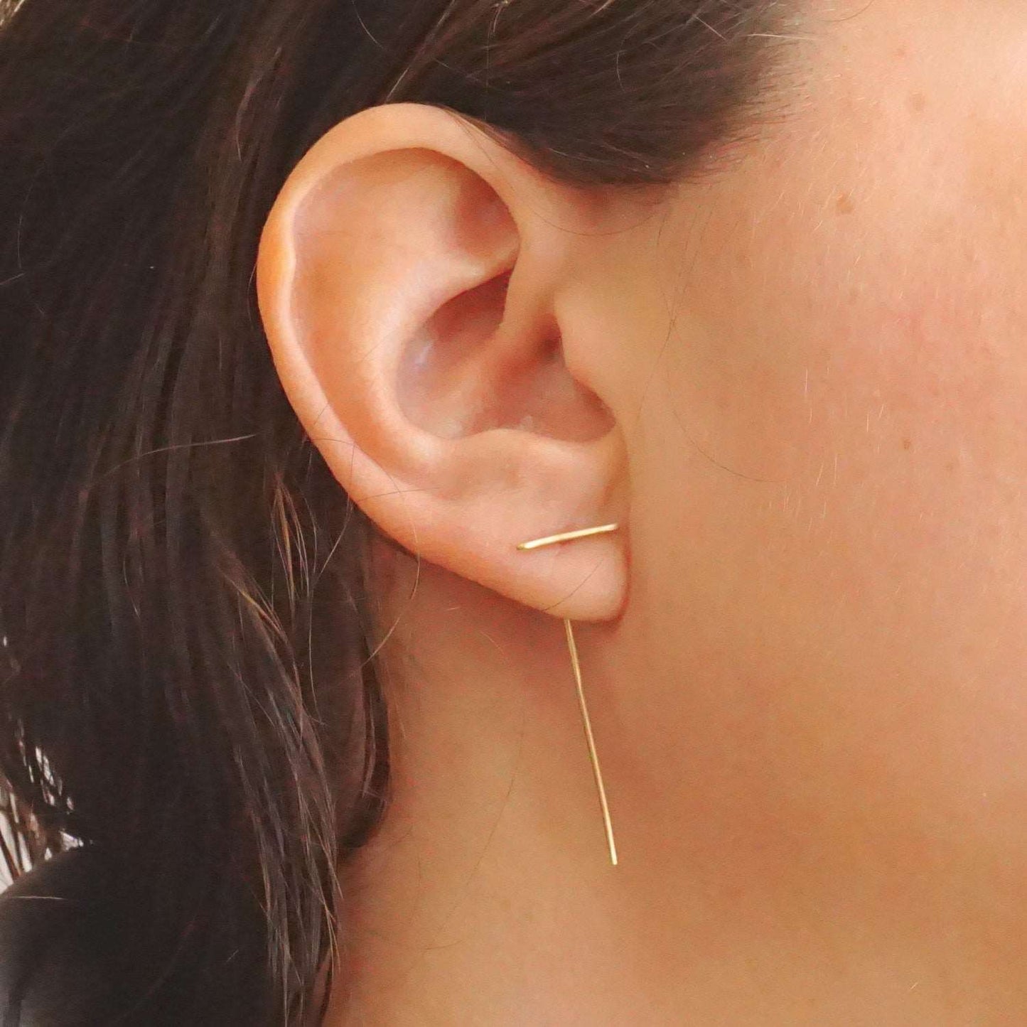 11mm Staple Threader Earring 016 - Patination Design