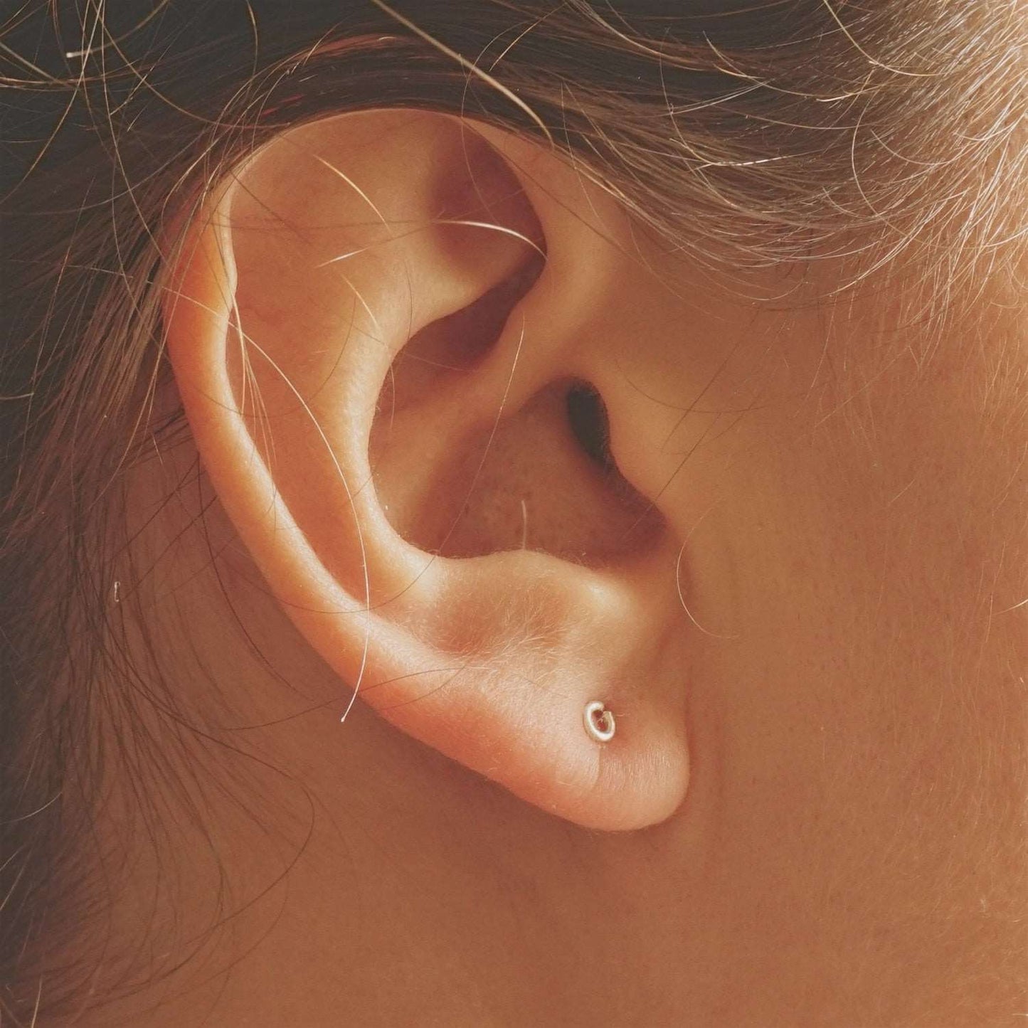 3mm Open Circle Stud Earrings 043 - Patination Design