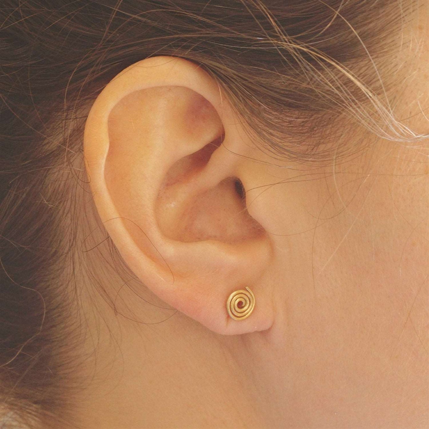 7.5mm Spiral Circle Stud Earrings 004 - Patination Design