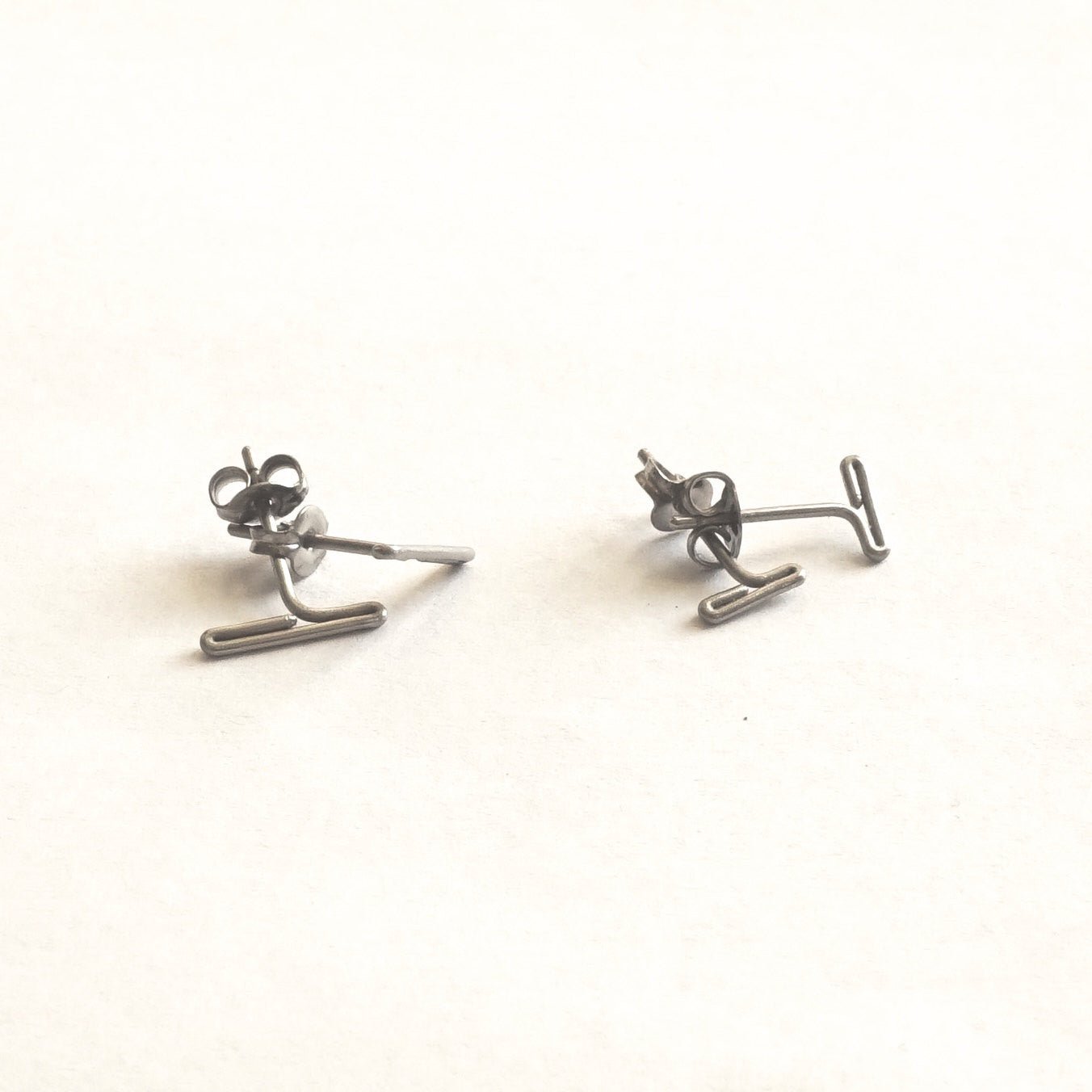 7mm & 11mm Staple Stud Earrings Set 054 - Patination Design