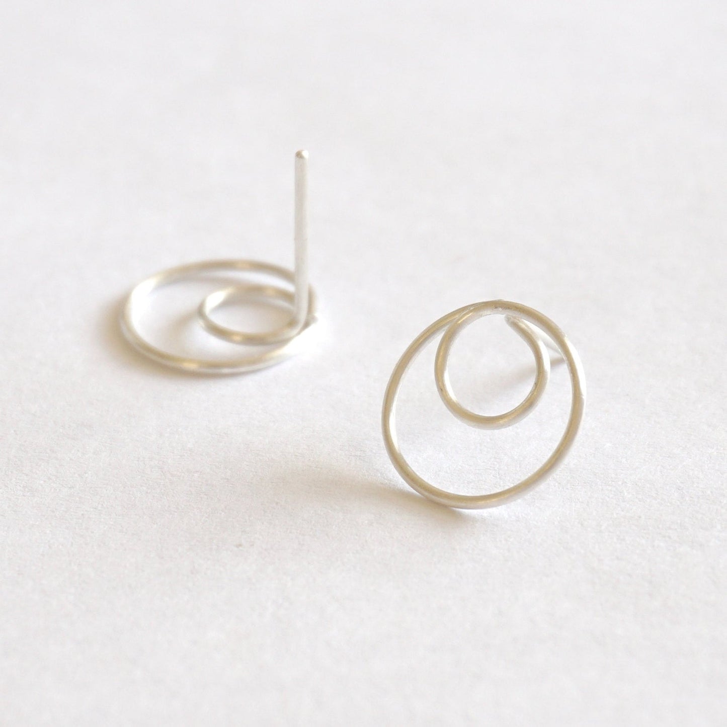 Double Open Circle Stud Earrings 053 - Patination Design