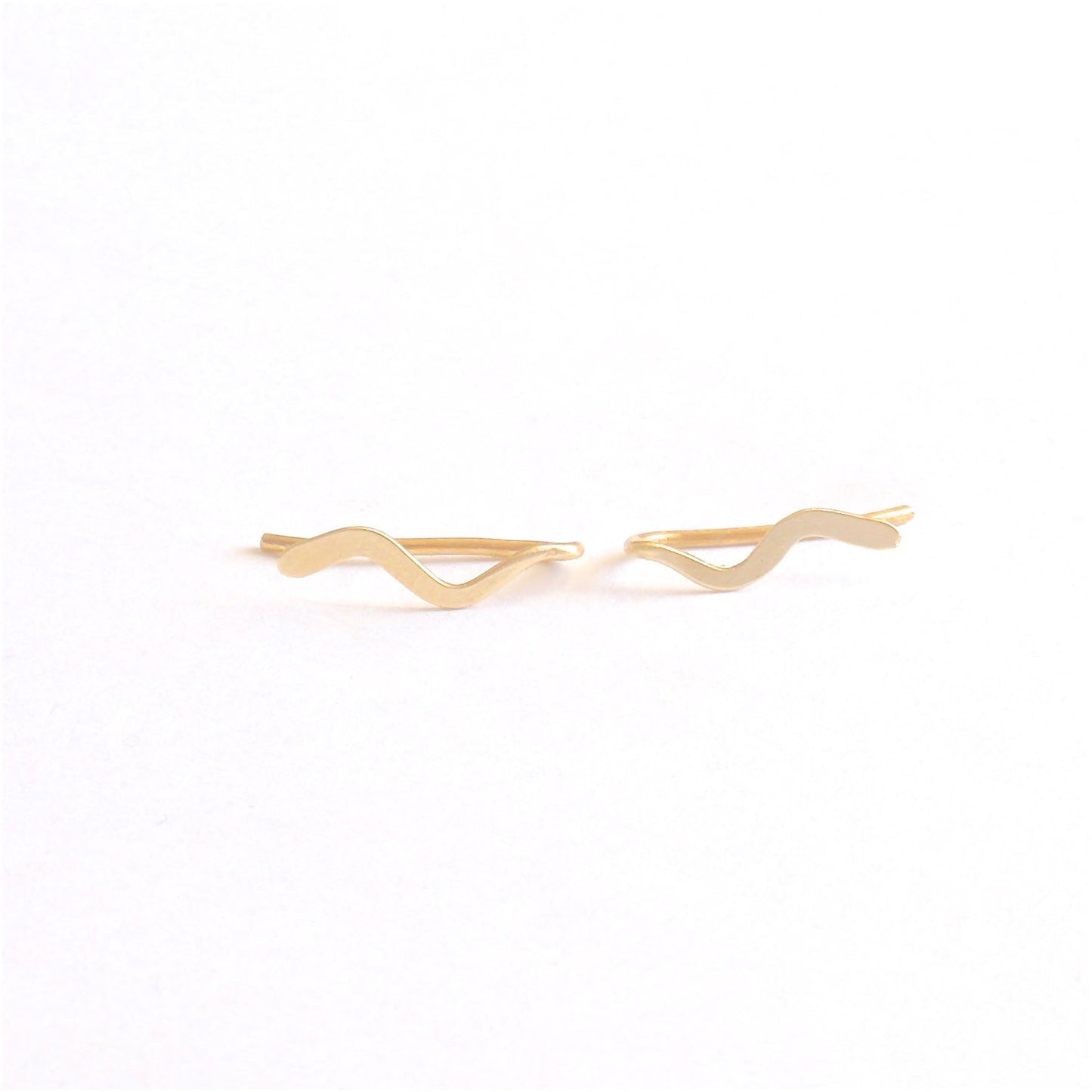 Tiny Wave Ear Climber Earrings 027 - Patination Design