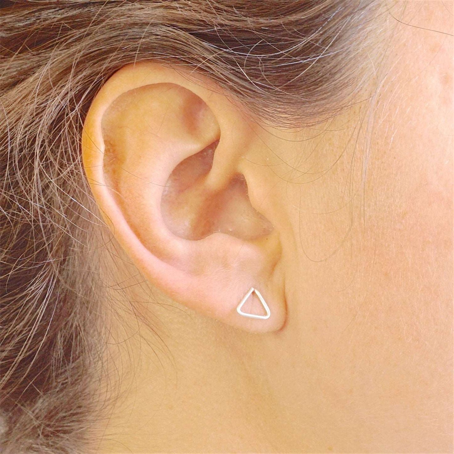 7mm Open Triangle Stud Earring 012 - Patination Design