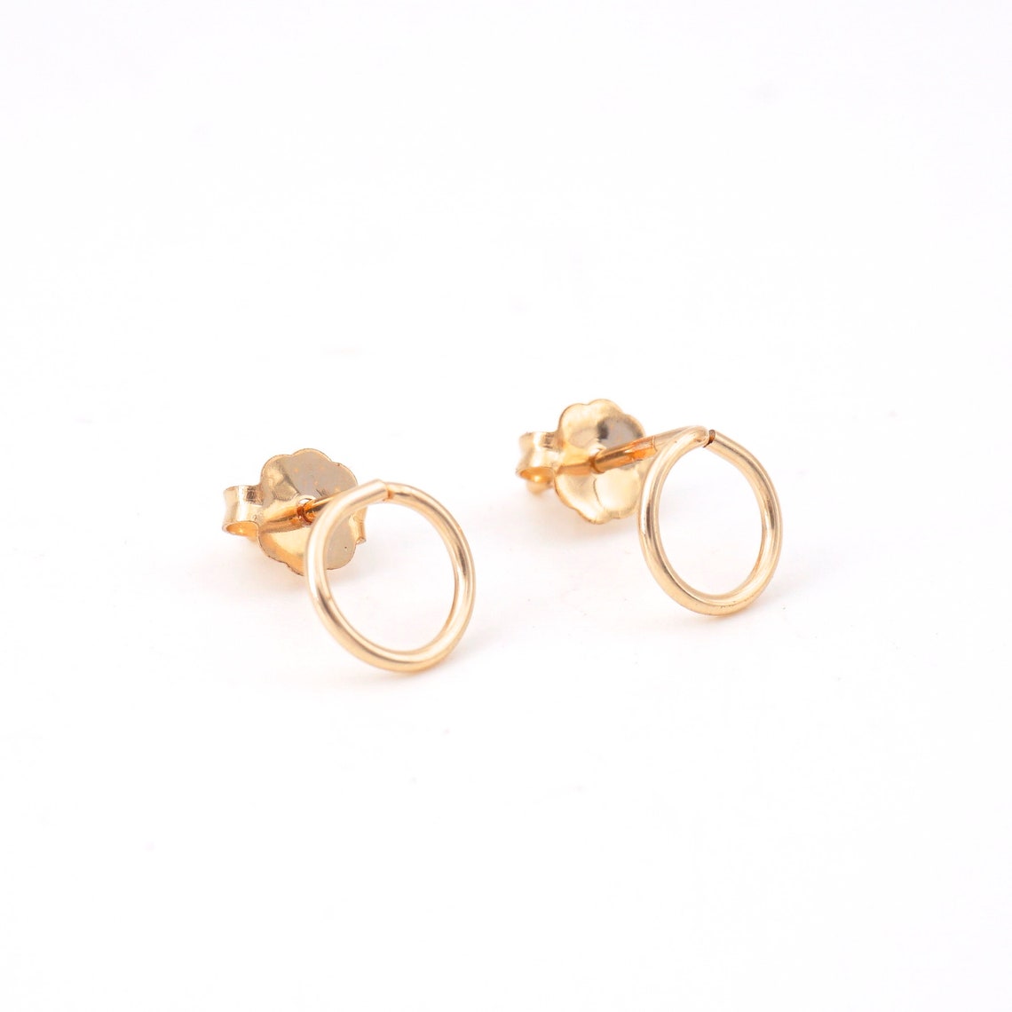7mm Open Circle Stud Earrings: Sterling Silver & Gold-Filled 010 - Patination Design