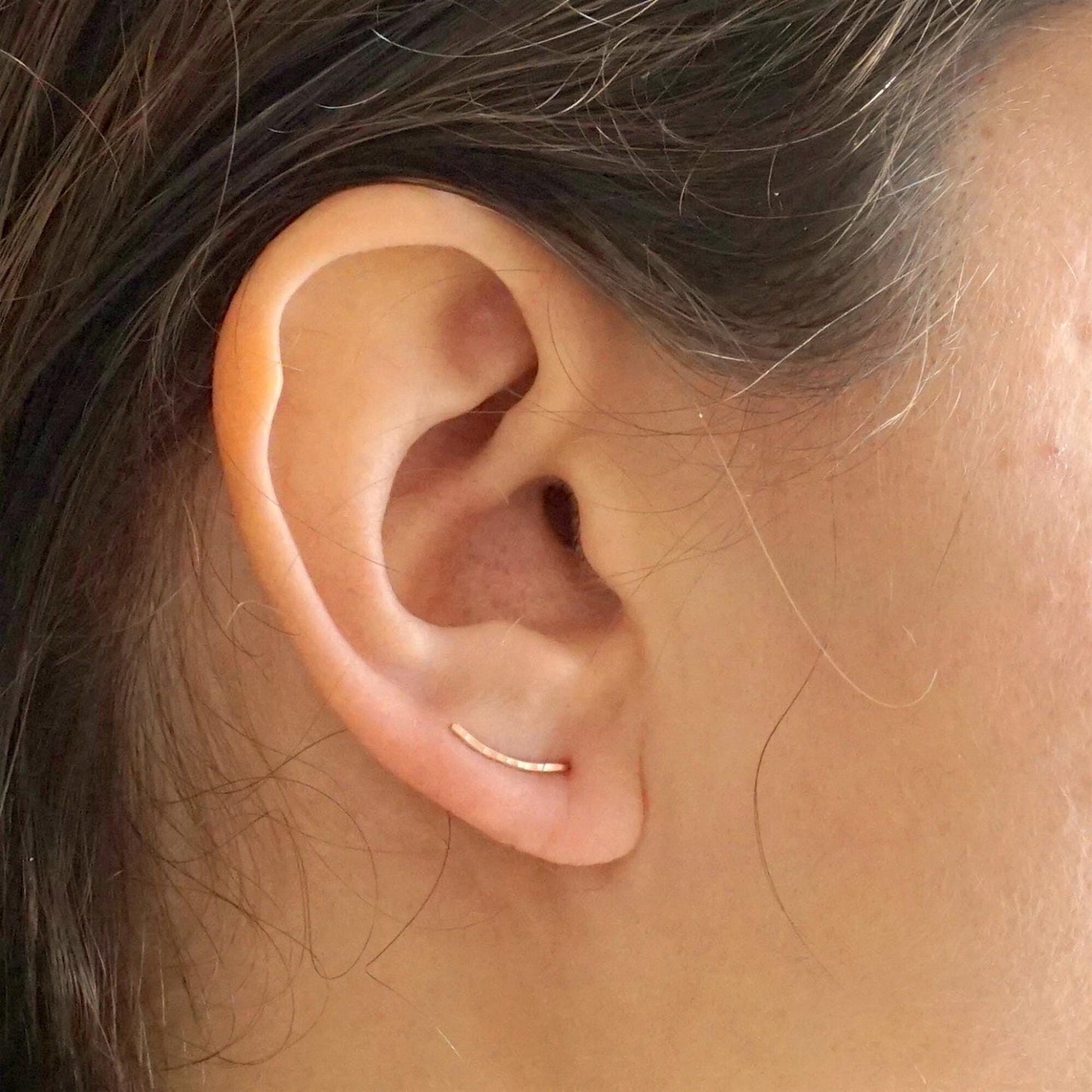 Curved Hammered Ear Climber Earring 14k Gold Fill Rose Gold Fill Sterling Silver Minimal jewelry threader jewelry Everyday earrings 058