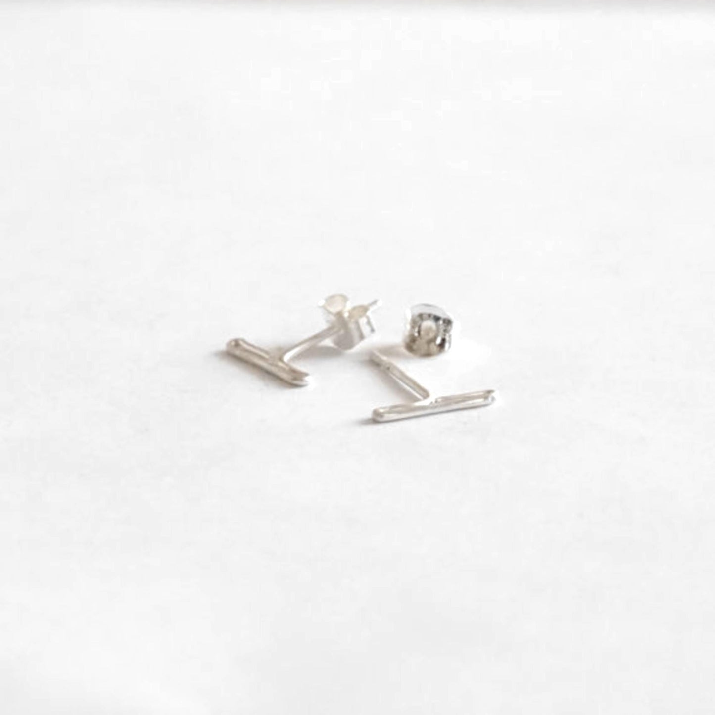 11mm Staple Stud Earring Solid Sterling Silver Gold Filled Rose Gold Filled Earrings T Bar earrings bar jewelry minimalist 009