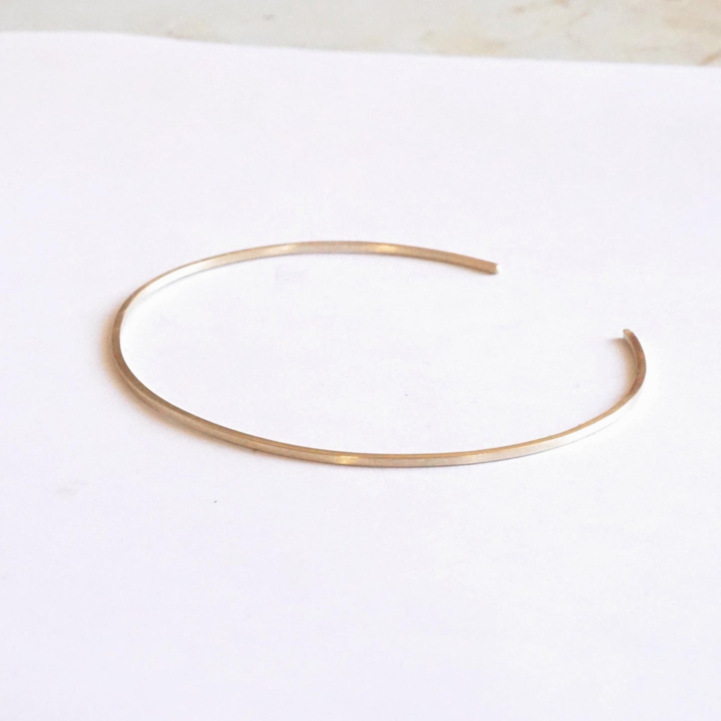 1mm Square Cuff Bracelet with Round Ends Thin Cuff Bracelet Brass Bangle Delicate Jewelry Stacking Bracelet Minimalist Thin Cuff 001