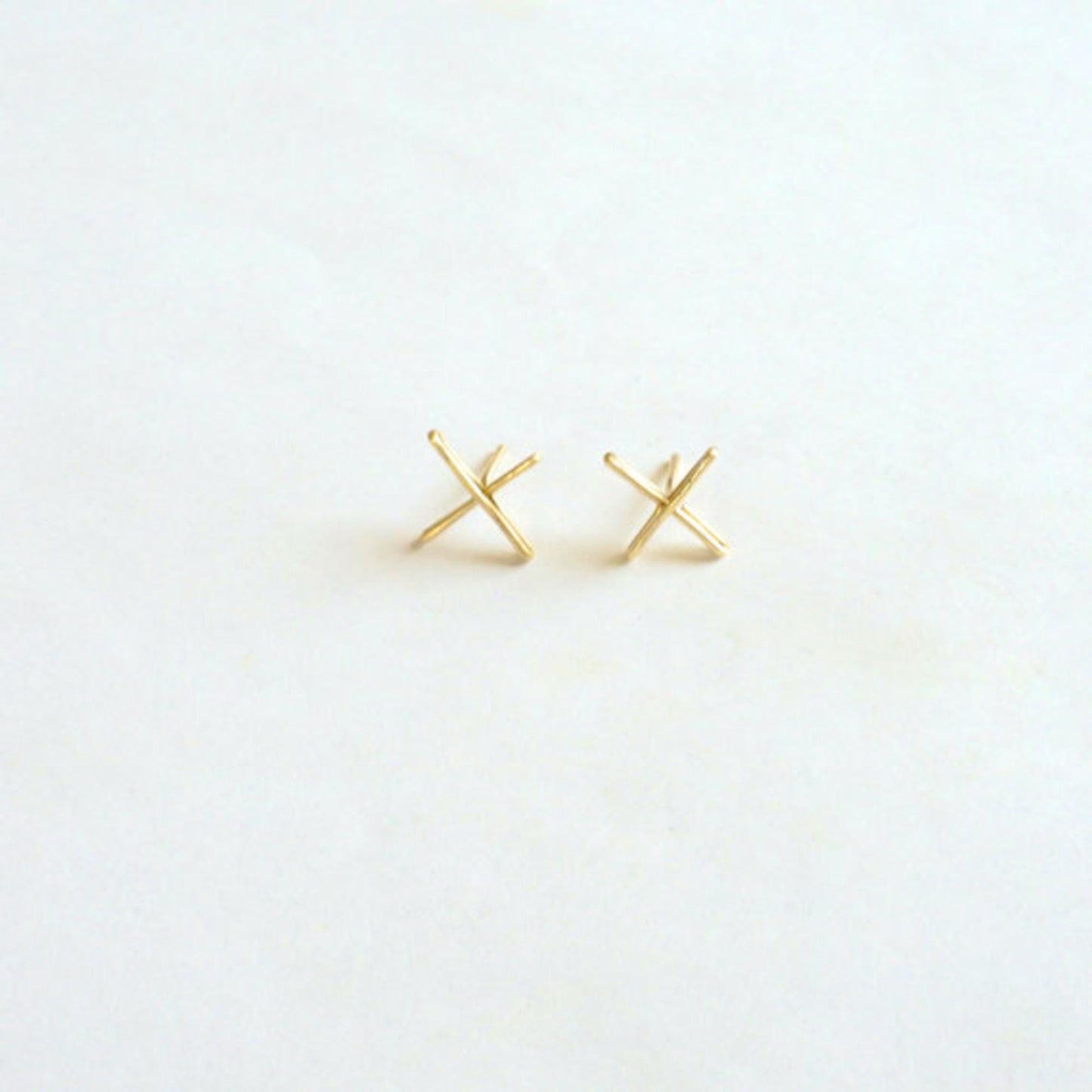 14k Gold 11mm X Stud Earring Solid Sterling Silver Gold Filled Rose Gold Filled Earrings X Bar earrings bar jewelry minimalist alphabet 028