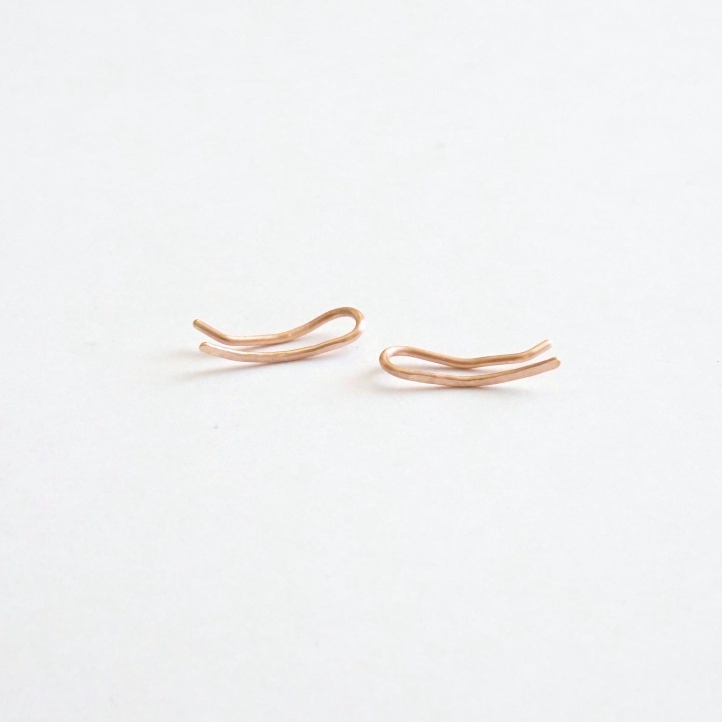 Curved Hammered Ear Climber Earring 14k Gold Fill Rose Gold Fill Sterling Silver Minimal jewelry threader jewelry Everyday earrings 058