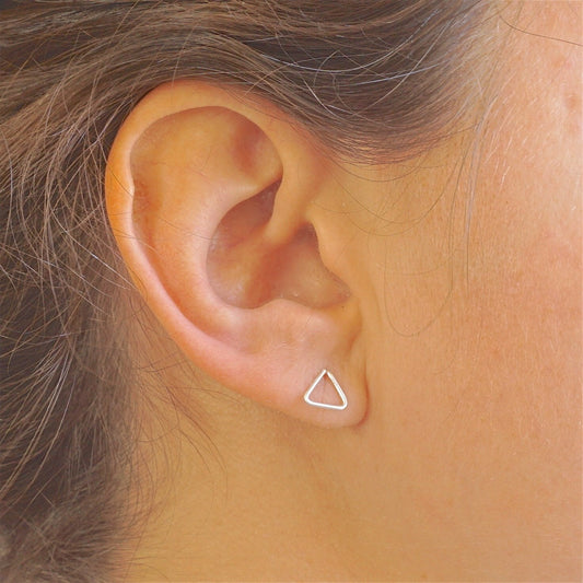 7mm Open Triangle Earrings for Sensitive Ears | Sterling Silver | 14k Gold Filled | 14k Rose Gold Filled | Gift Boxed 012