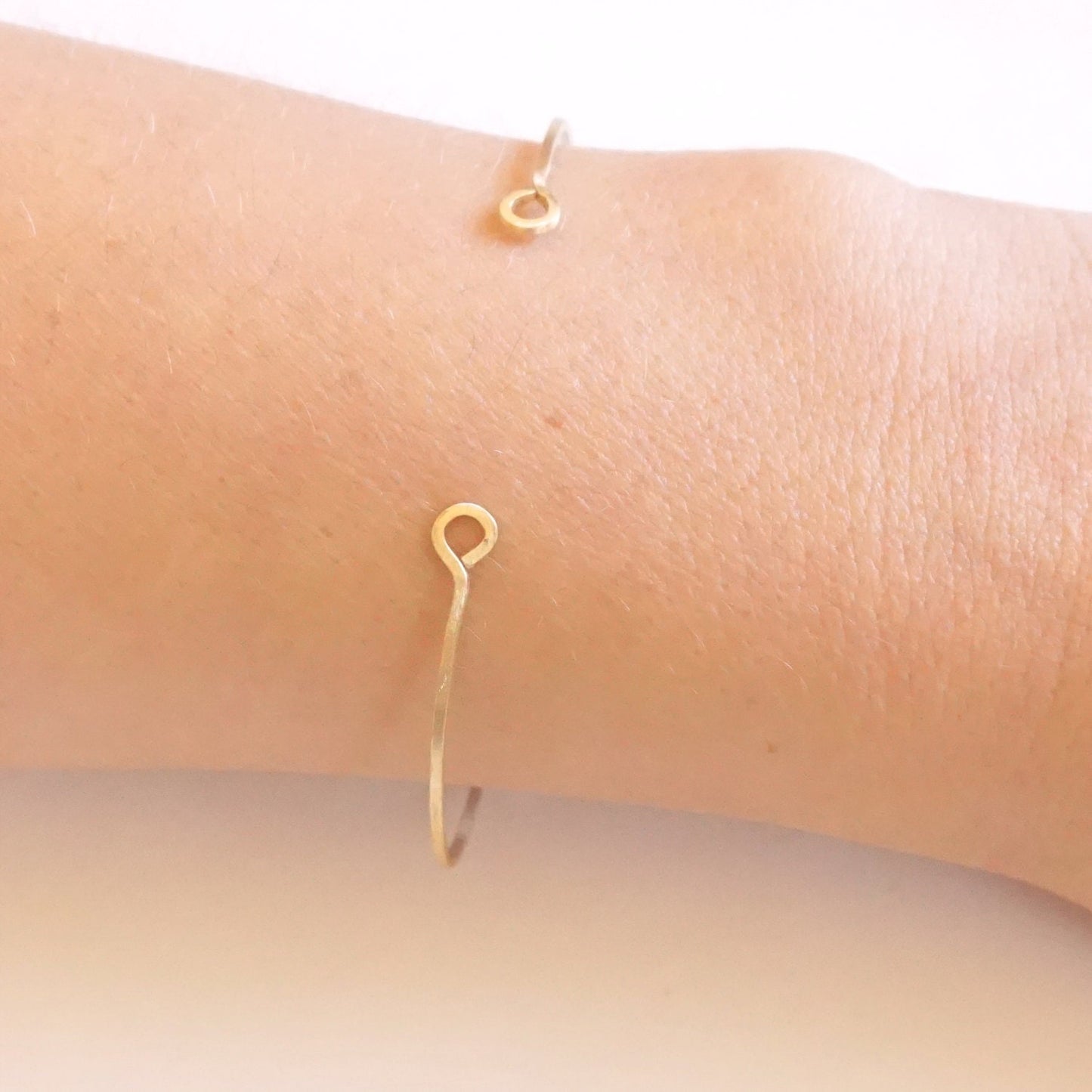 1.5 mm Square Cuff Bracelet with Circle Ends Thin Cuff Bracelet Brass Bangle Delicate Jewelry Stacking Bracelet Minimalist Thin Cuff 005