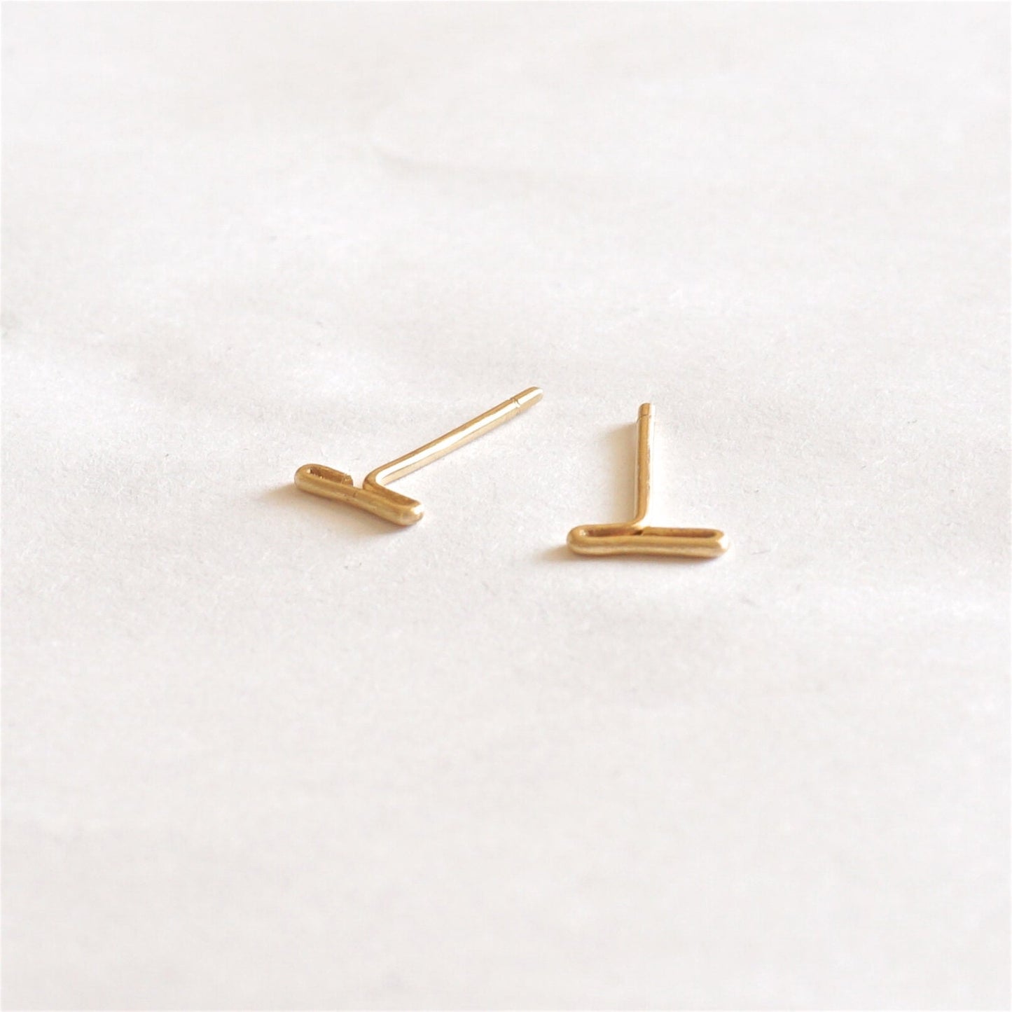 14k Gold 7mm Bar Stud Earring Solid Sterling Silver Gold Filled Rose Gold Filled Earrings T Bar earrings bar jewelry minimalist 032