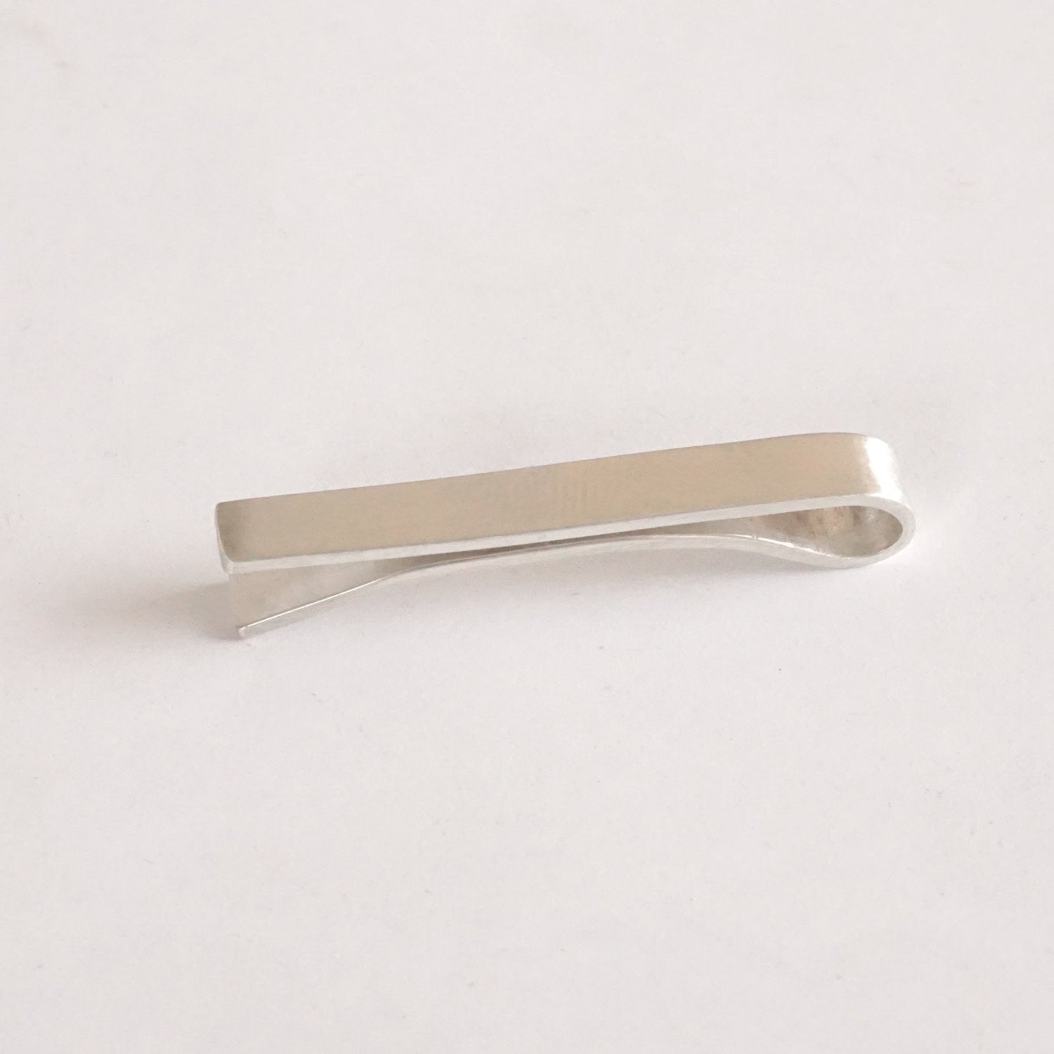 1.5 Inch Solid Sterling Silver Tie Clip 011 - Patination Design