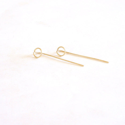 7mm Open Circle Threader Earrings 029 - Patination Design
