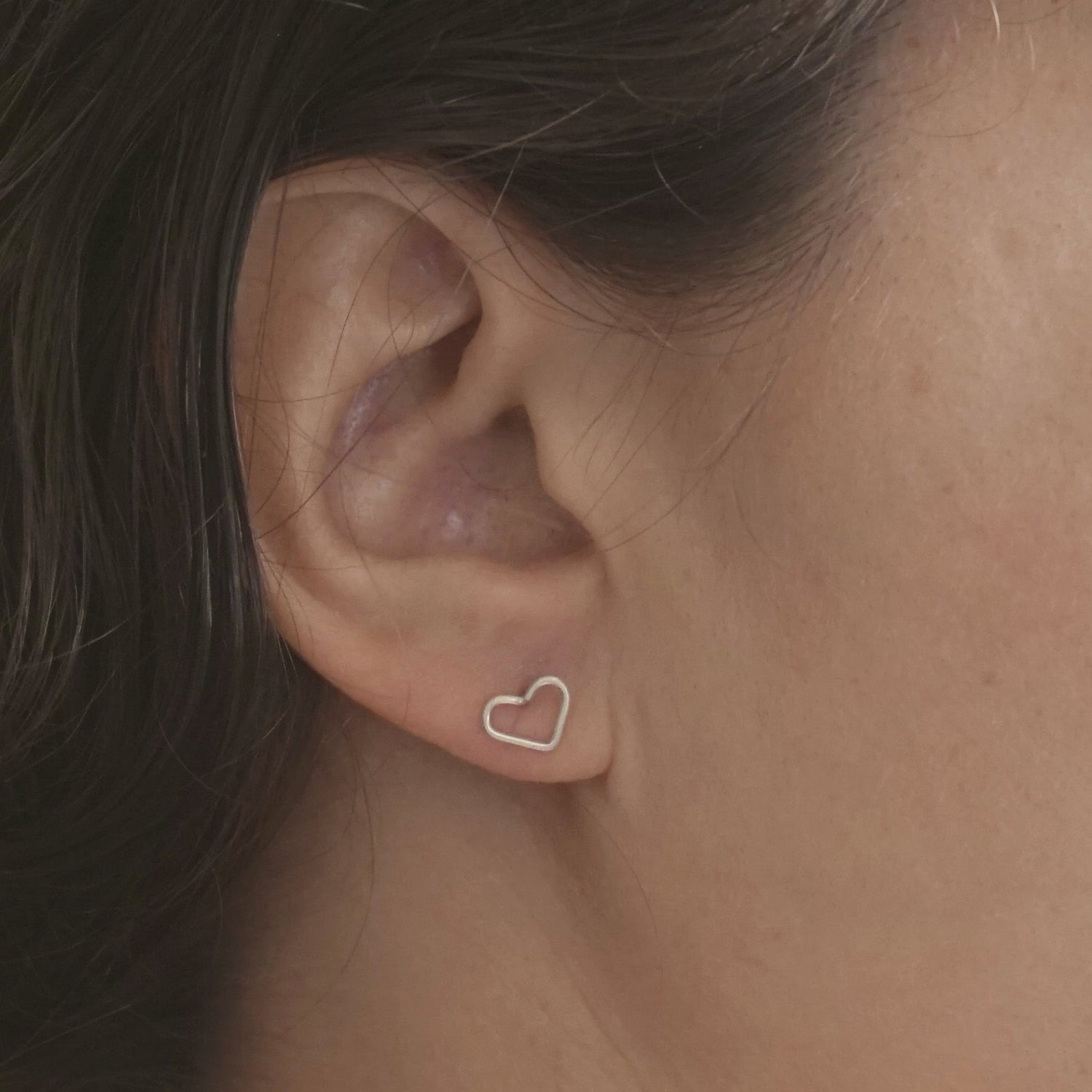 8mm Open Heart Stud Earrings 036 - Patination Design