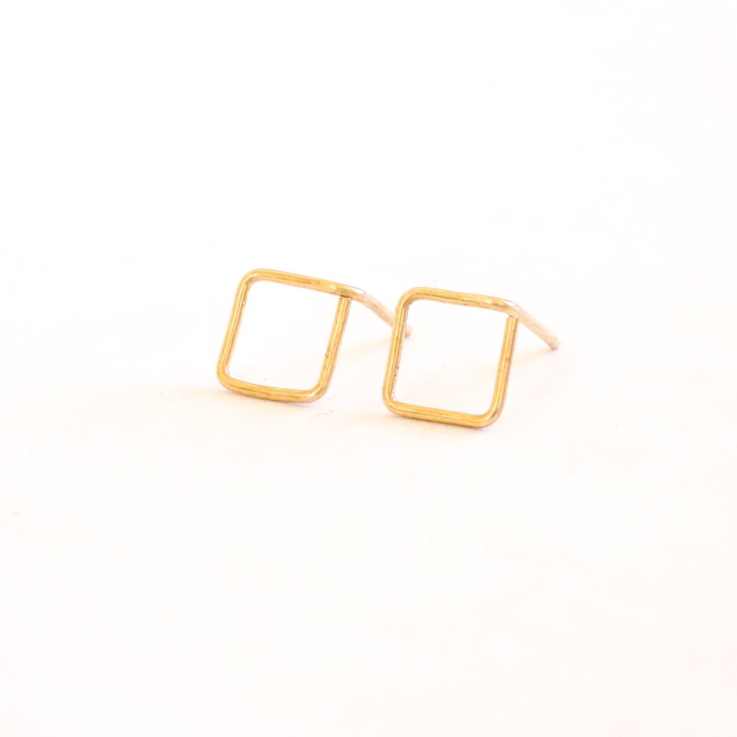 8mm Open Square Stud Earrings 013 - Patination Design