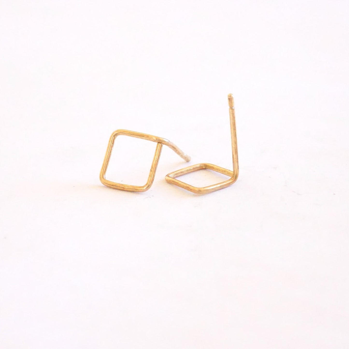8mm Open Square Stud Earrings 013 - Patination Design