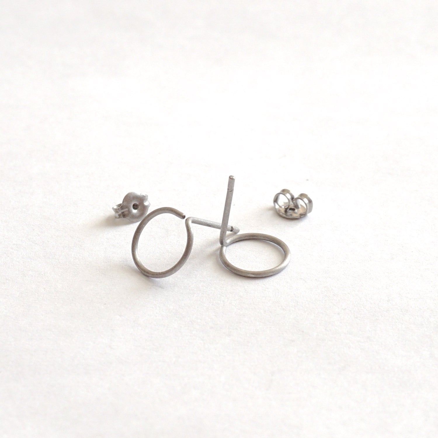 9mm Open Circle Stud Earrings 050 - Patination Design