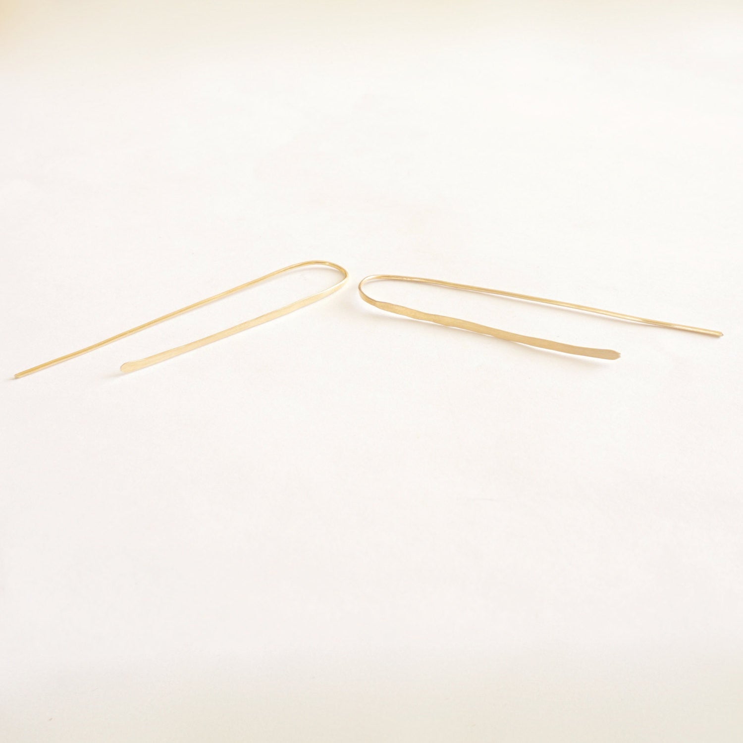 Long Hammered Arc Earrings 026 - Patination Design