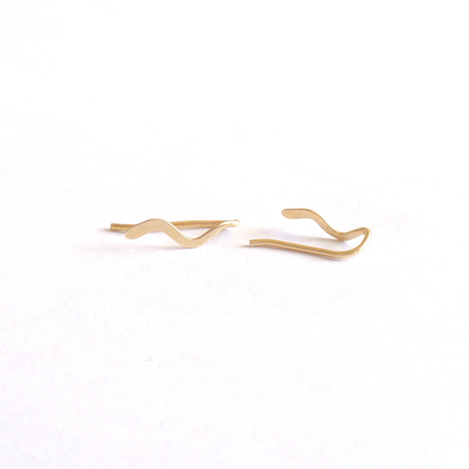 Tiny Wave Ear Climber Earrings 027 - Patination Design